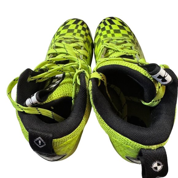 Under Armour Youth Highlight MC Lacrosse Cleats Size 4Y Neon Yellow/Black Checke - Picture 5 of 7